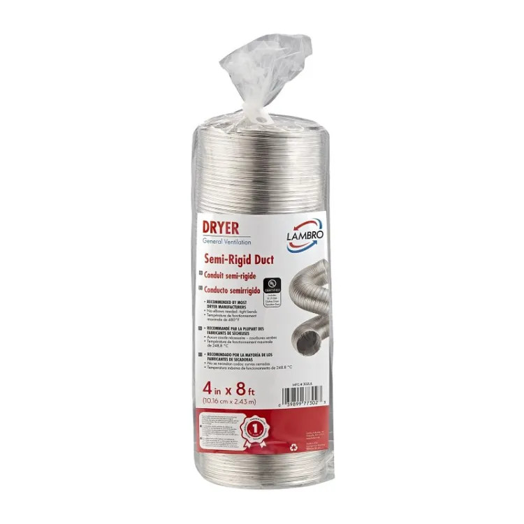 Lambro 4" x 8' Semi-Rigid Flexible Transition Duct - 302UL