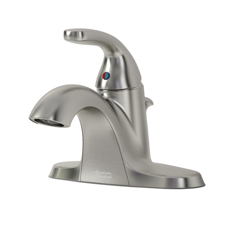American Standard Cadet 2.0 Single-Lever Handle Centerset Brushed Nickel Lavatory Faucet with Plastic Drain, 1.2 GPM, Lead-Free - 9091110.295
