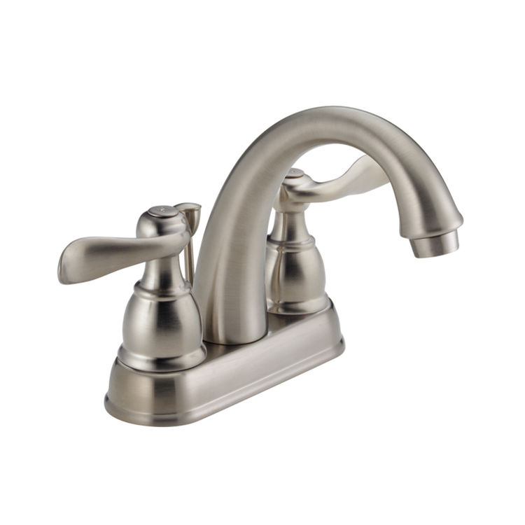 Delta Windemere Arc Spout Brushed Nickel Lavatory Faucet for 4" Centers, Plastic Pop-Up, 1.2 GPM, Two-Handle, Lever Handles - 25996LF-BN-ECO
