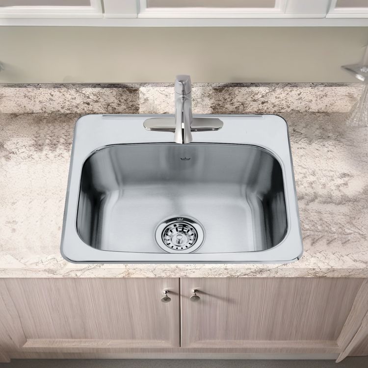 Franke Steel Queen 19" x 17" Drop-In Single-Bowl Utility Sink, Three-Hole, Stainless Steel/Satin - QSL1719-8-3N (101.0651.316)