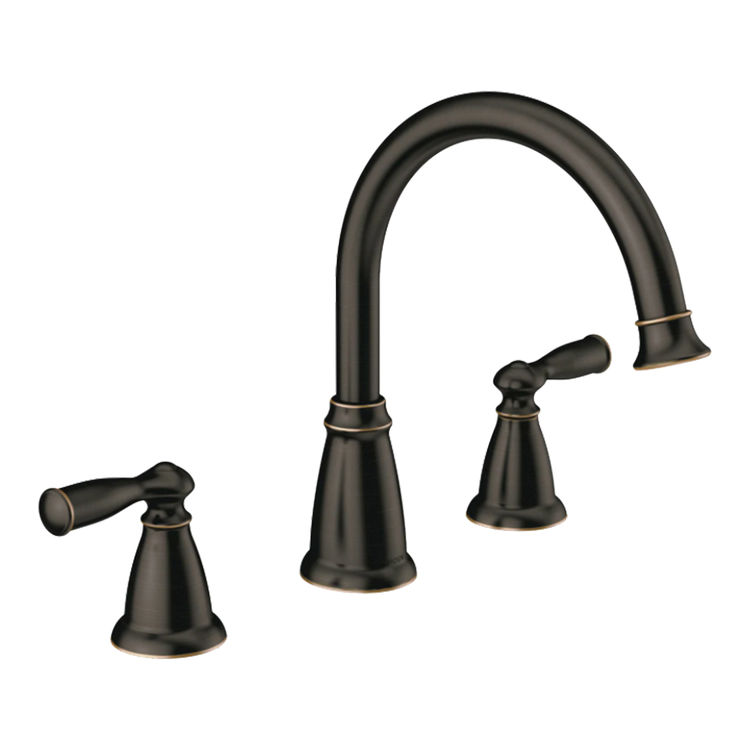 Moen Banbury Two-Handle Widespread Roman Tub Faucet Trim, High Arc Spout, 10in Center, Lever Handles, 16 GPM, Mediterranean Bronze - 86924BRB