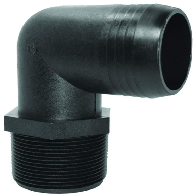 3/4" x 3/8" Polypropylene Hose to Pipe Elbow Reducer - Male Pipe Thread x Crimp