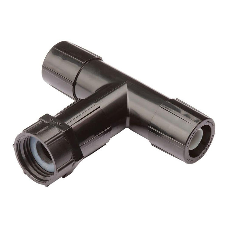 Rain Bird EFTFHT-1SM/X Drip Irrigation Tee Adapter, 3/4" Female Hose Thread x Easy Universal, Fits All 1/2" and 5/8" FHT Tubing - Black