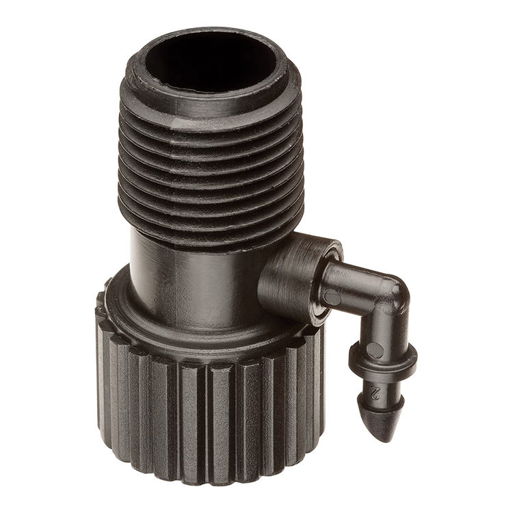 Rain Bird RISMAN1SM  Irrigation Riser Adapter Drip and Sprinkler Watering, 1/2" Female x1/2" Male Pipe Thread x 1/2" Threaded Top 1/4" Barbed End - Black