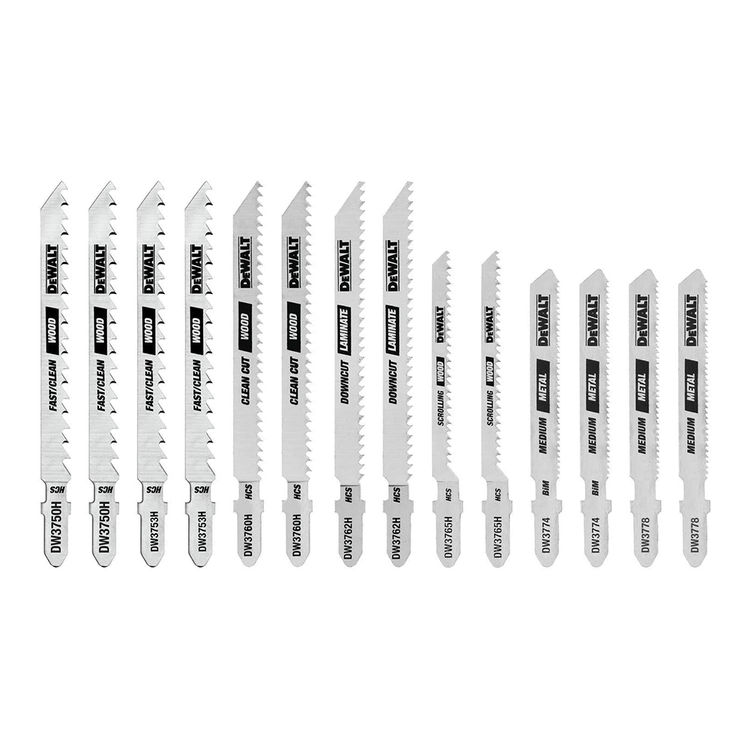 DeWALT DW3742C T-Shank Bi-metal Jigsaw Blade Set with Case - 14 Pc