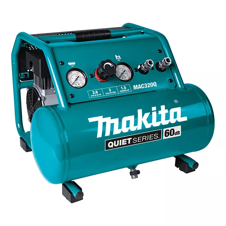 Makita Quiet Series Electric Air Compressor, 1‑1/2 HP, 3 Gallon, Oil‑Free - MAC320Q