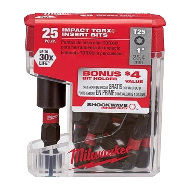 Milwaukee 48-32-5016 T25 Screwdriver Bit Set with Bit Holder - 25 Pack