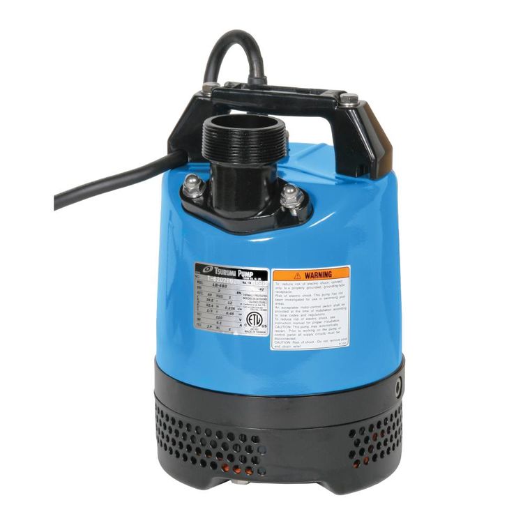 Tsurumi Electric Submersible Utility Pump, 2/3 HP, 115V, Manual Switch, Single-Phase, 2" MNPT Discharge - LB-480-62