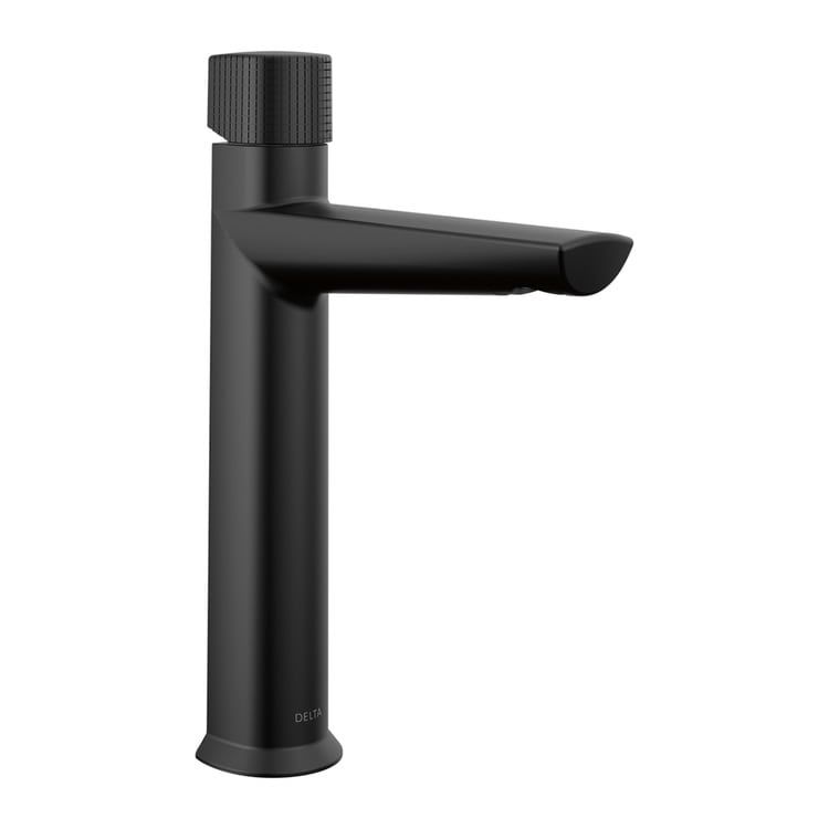 Delta Galeon Mid-Height Matte Black Lavatory Faucet, Less Drain, 1.2 GPM, DIAMOND Seal, Knurled Handle - 673-BL-DST