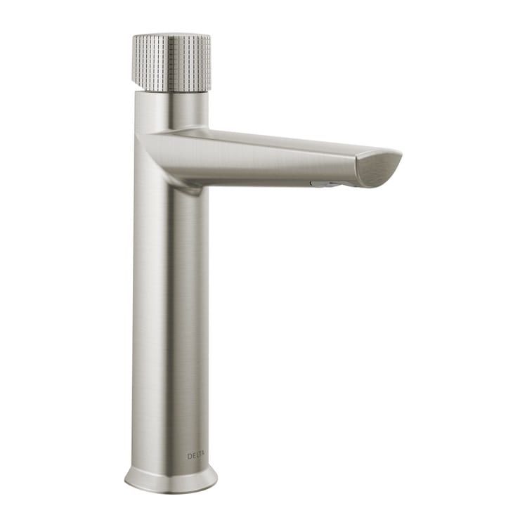 Delta Galeon Mid-Height Stainless Lavatory Faucet, Less Drain, Lumicoat, 1.2 GPM, DIAMOND Seal, Knurled Handle - 673-SS-PR-DST