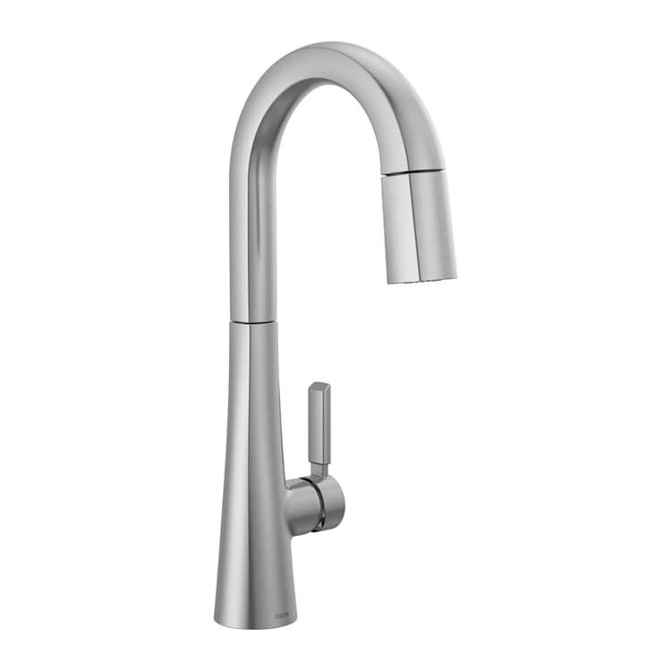 Delta Monrovia Single Handle Pull-Down Bar/Prep Faucet, Lumicoat Arctic Stainless - 9991-AR-PR-DST