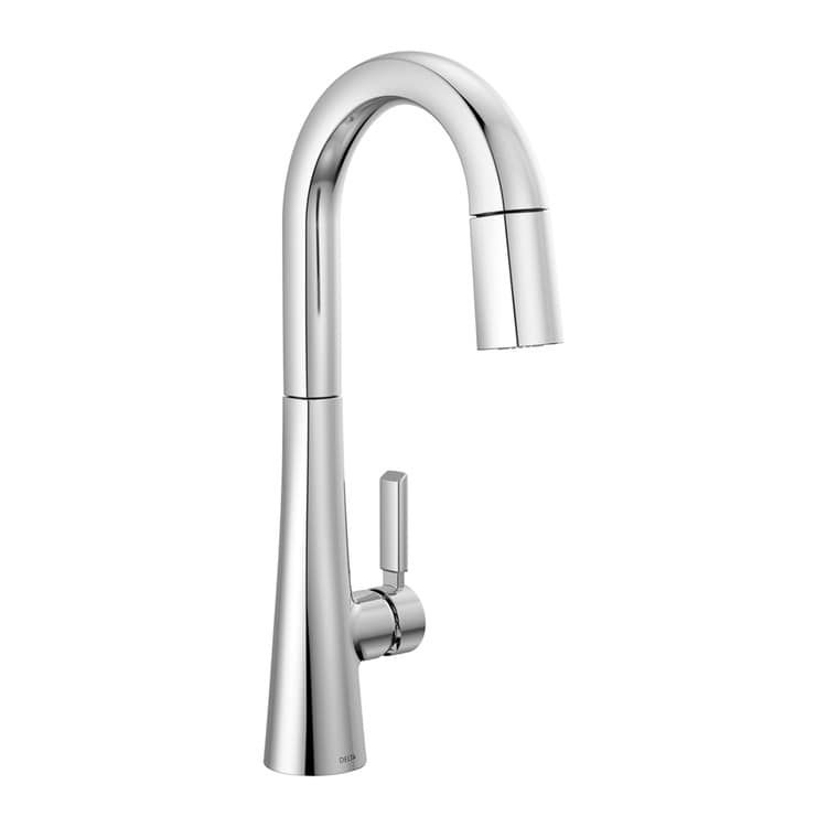 Delta Monrovia Single Handle Pull-Down Bar/Prep Faucet, Lumicoat Chrome - 9991-PR-DST