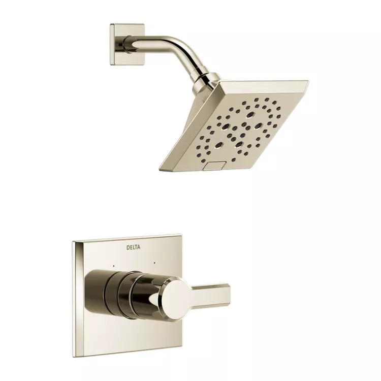 Delta Pivotal Monitor 14 Series H2Okinetic Shower Faucet with 5-Setting Angular Rainhead, 1.75 GPM, Single Lever Handle, Lumicoat, Polished Nickel - T14299-PN-PR