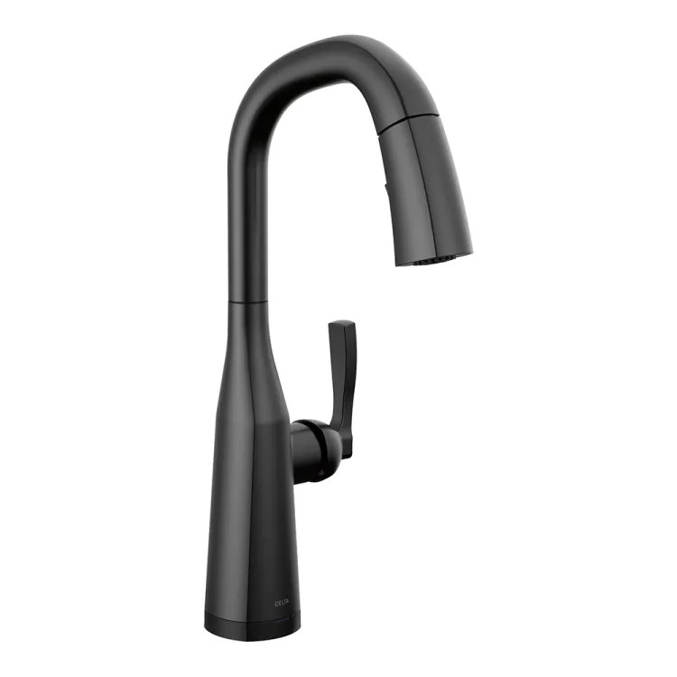 Delta Stryke One-Handle Pull-Down Matte Black Kitchen Faucet, 1.8 GPM, Lever Handle, Diamond Seal, Touch2O, ADA - 9976T-BL-DST
