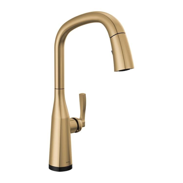 Delta Stryke One-Handle Pull-Down Champagne Bronze Kitchen Faucet, 1.8 GPM, Lever Handle, Diamond Seal, Touch2O, Voice IQ, ADA - 9176TV-CZ-PR-DST