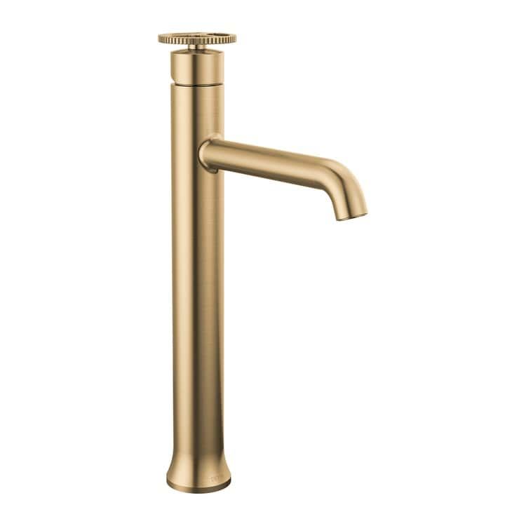 Delta Trinsic Tube Spout Champagne Bronze Vessel Lavatory Faucet, Less Drain, 1.2 GPM, Single-Handle, DIAMOND Seal, Wheel Handle - 758-CZ-DST