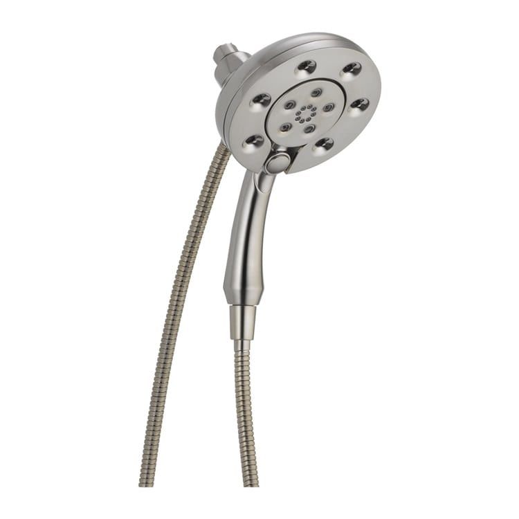 Delta In2ition 4-Setting 2.5 GPM Two-In-One Shower with H2Okinetic Technology, MagnaTite Docking, Push Button Selection, Lumicoat Stainless - 58472-SS-PR