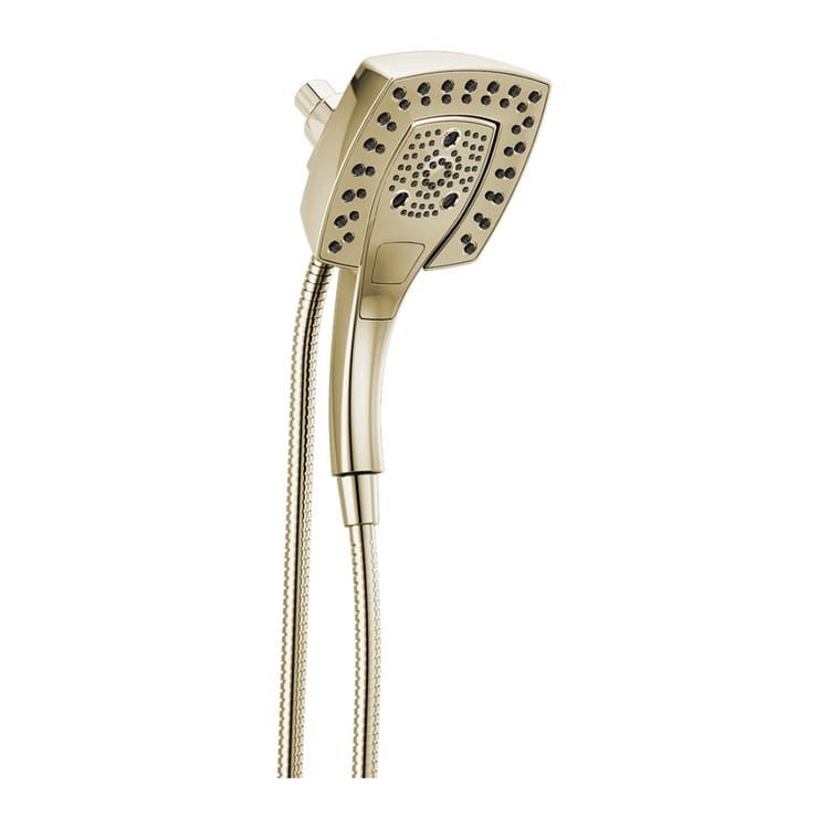 Delta H2Okinetic In2ition 5-Setting Two-In-One Shower with Touch-Clean Nozzles, Square Head, 2.5 GPM, Lumicoat Polished Nickel - 58474-PN-PR25