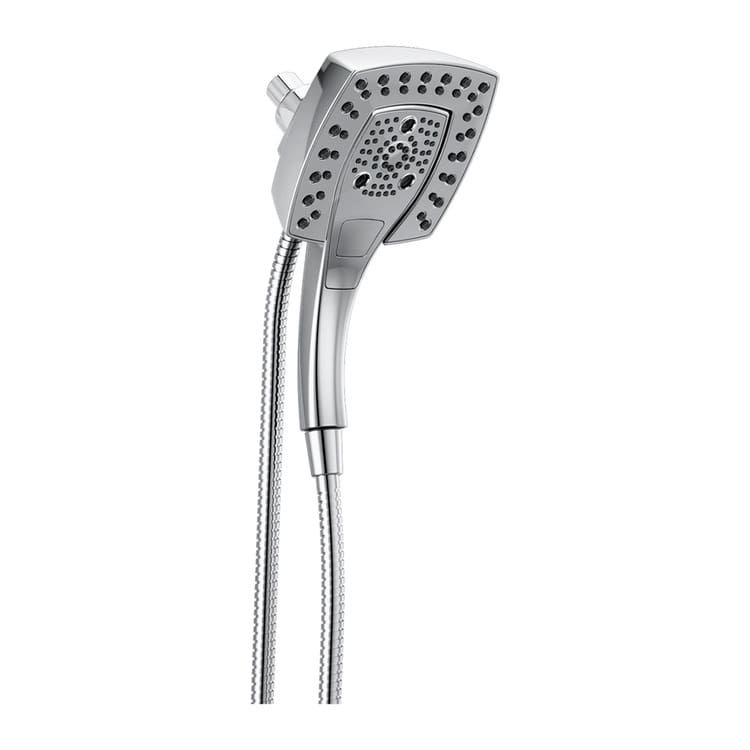 Delta Universal Showering 2.5 GPM H2Okinetic In2ition 5-Setting Two-In-One Shower, Square Head, Touch-Clean Spray Nozzles, Lumicoat Chrome - 58474-PR25