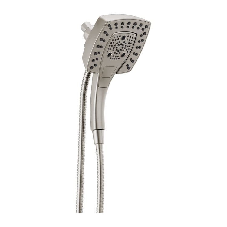 Delta Universal Showering 2.5 GPM H2Okinetic In2ition 5-Setting Two-In-One Shower, Square Head, Touch-Clean Spray Nozzles,  Lumicoat Stainless - 58474-SS-PR25