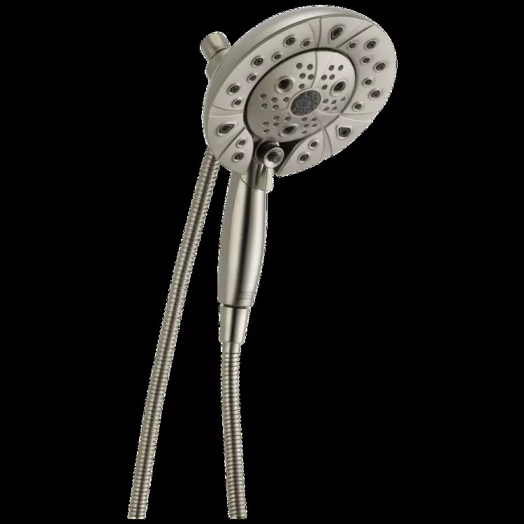 Delta H2Okinetic In2ition 5-Setting Two-In-One Shower with Touch-Clean Nozzles, 1.75 GPM, Lumicoat Stainless - 58480-SS-PR-PK