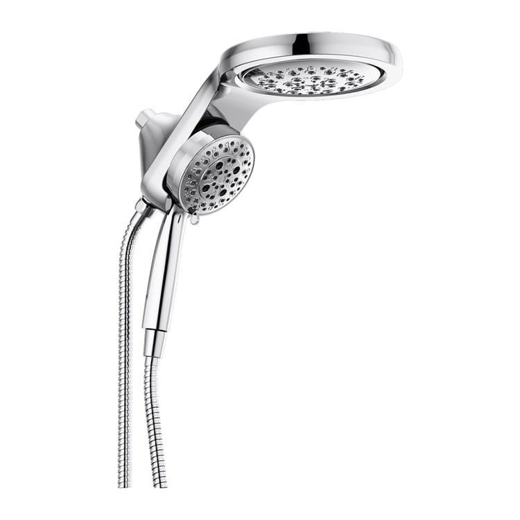 Delta HydroRain 5-Setting Two-In-One 2.5 GPM Shower Head with  Handshower, H2Okinetic Technology, MagnaTite Docking, Lumicoat Chrome - 58680-PR25