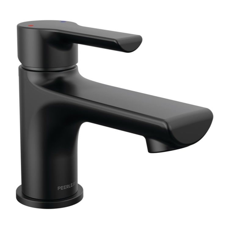 Peerless Flute Single-Hole Bathroom Faucet with Metal Pop-Up Drain, Single-Handle, 0.5 GPM, Lever Handle, ADA, WaterSense, Matte Black - P1512LF-BL-M-0.5
