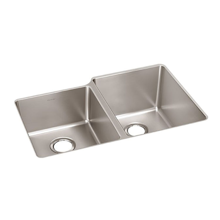 Elkay ELUH3120LT Lustertone Iconix Double Bowl Undermount Kitchen Sink, Left Small Bowl - Luminous Satin