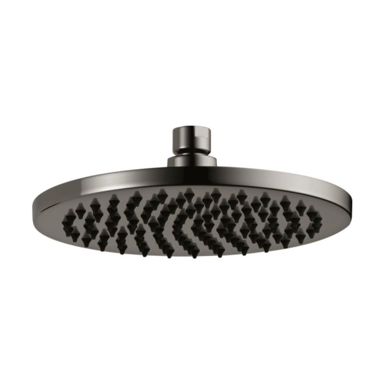 Brizo Essential 8in Single-Function Raincan Shower Head, Linear, Round, 2.5 GPM, Overhead-Mount, Brilliance Black Onyx - 81375-BNX-2.5