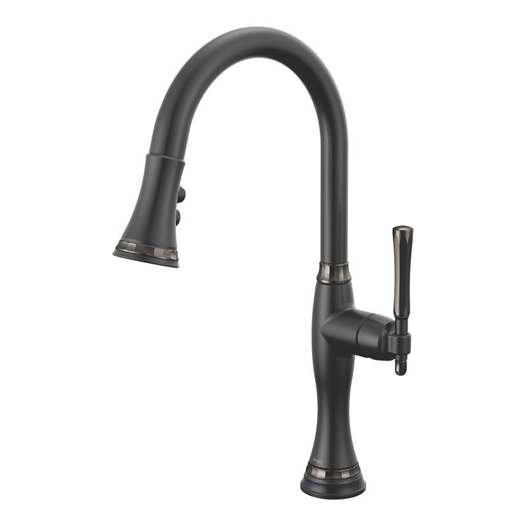 Brizo Tulham Matte Black/Black Onyx Single Handle Pull-Down Kitchen Faucet - 64058LF-BLBNX