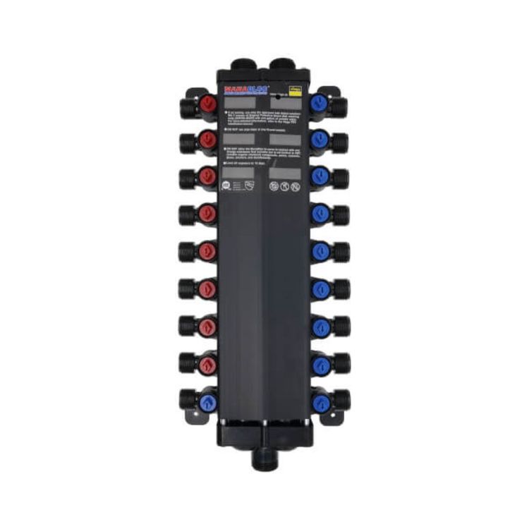 Viega 49615 ManaBloc Standard 18-Port, Less Outlet Adapters - 8 Hot/ 10 Cold