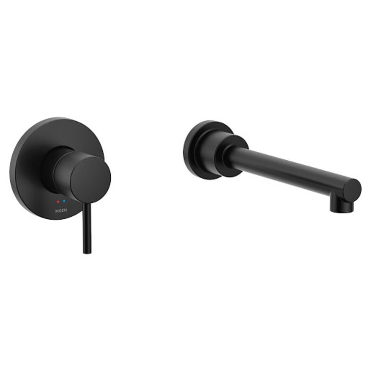 Moen Align Single-Handle Wall-Mount Tub Faucet, Non-Diverter, 10in Ultrathin Tub Spout, Lever Handle, 8GPM, Matte Black - WT391BL