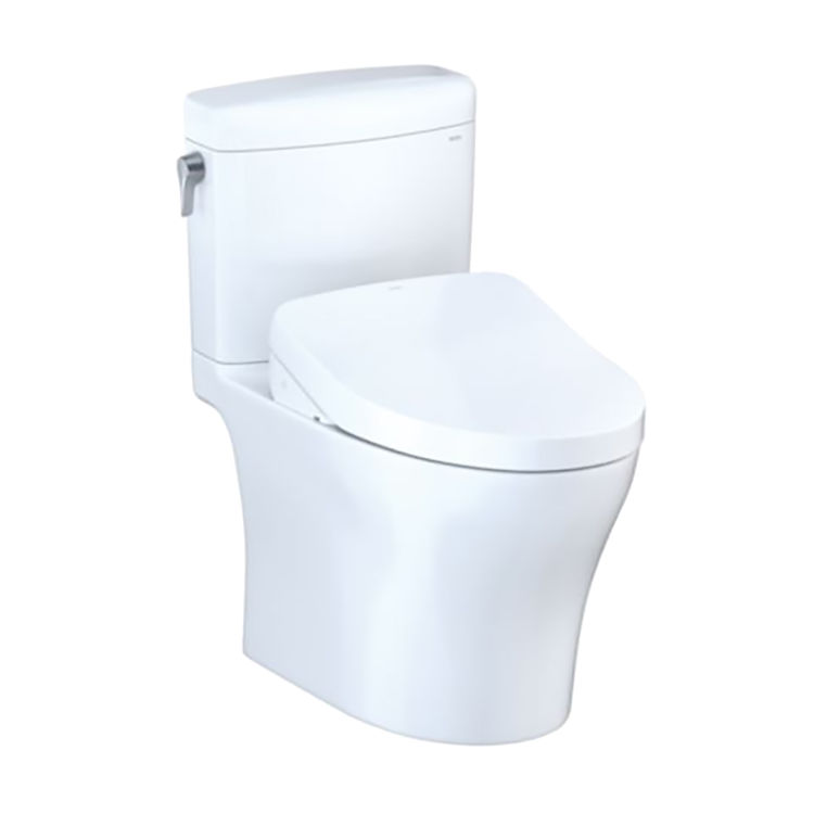 TOTO Aquia IV Cube WASHLET+ Two-Piece Toilet with S500e Bidet Seat, 1.28/0.9 GPF, Cotton White - MW4363046CEMFGN#01