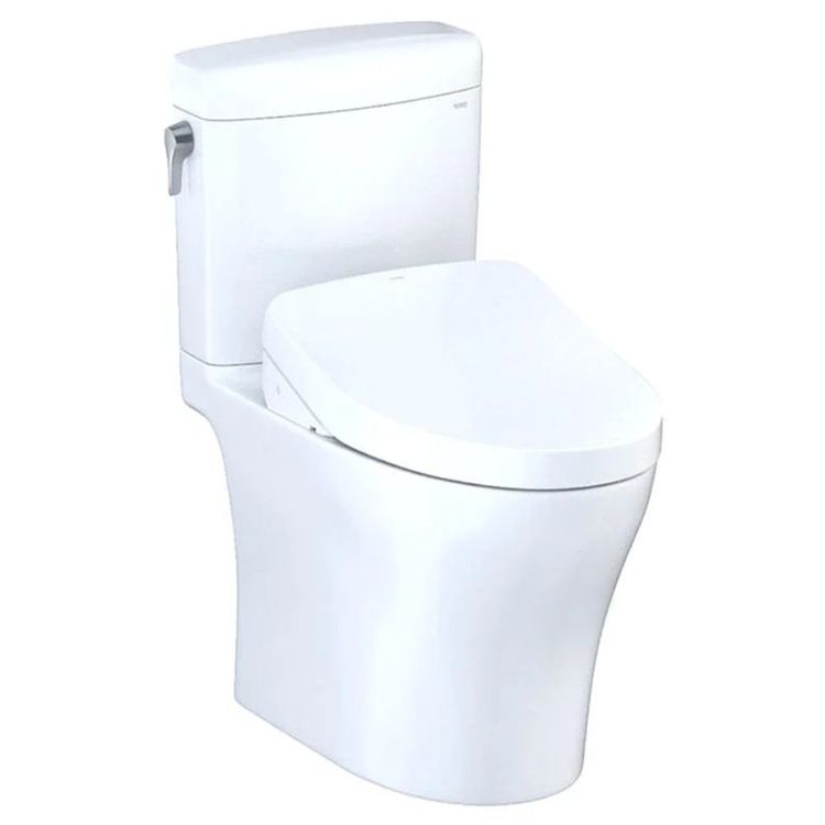 TOTO Aquia IV Cube WASHLET+ Two-Piece Toilet with S500e Bidet Seat, 1.28/0.9 GPF, Auto-Flush, Cotton White - MW4363046CEMFGNA#01