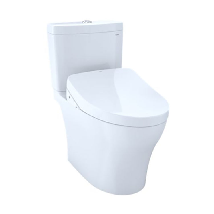 TOTO Aquia IV WASHLET+ Two-Piece Toilet with S500e Bidet Seat, 1.28/0.9 GPF, Auto-Flush, Universal Height, Cotton White - MW4463046CEMFGNA#01