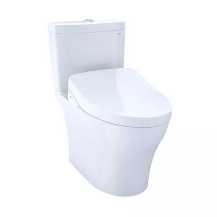TOTO Aquia IV WASHLET+ Two-Piece Toilet with S500e Bidet Seat, 1.28/0.9 GPF, Auto-Flush, Cotton White - MW4463046CEMGNA#01