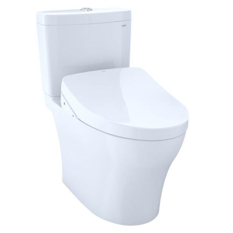 TOTO Aquia IV WASHLET+ Two-Piece Toilet with S550e Bidet Seat, Auto-Open/Close, 1.28/0.9 GPF, Auto-Flush, Universal Height, Cotton White - MW4463056CEMFGNA#01