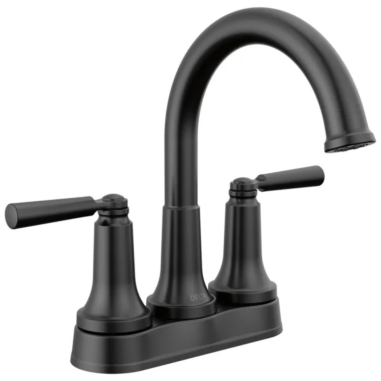 Delta Saylor Centerset Bathroom Faucet, Metal Drain With Push Pop, DIAMOND Seal, ADA-Compliant, 1.2 GPM, Matte Black - 2535-BLMPU-DST