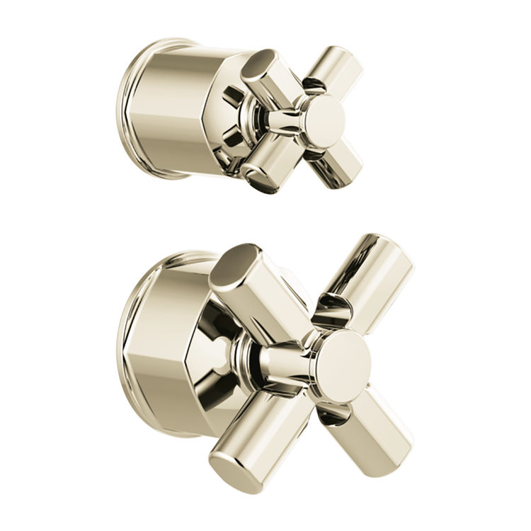 Brizo Invari Pressure Balance Valve with Integrated Diverter Trim Cross Handle Kit, Brilliance Polished Nickel - HX75P76-PN
