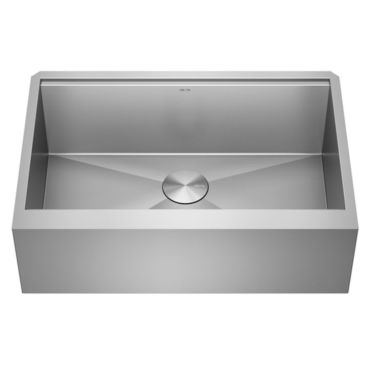 Delta Rivet 35-7/8” x 20-1/4” x 10-1/2” Single Bowl Undermount Farmhouse Apron Front Kitchen Sink Kit, 95C9031-36S-SS