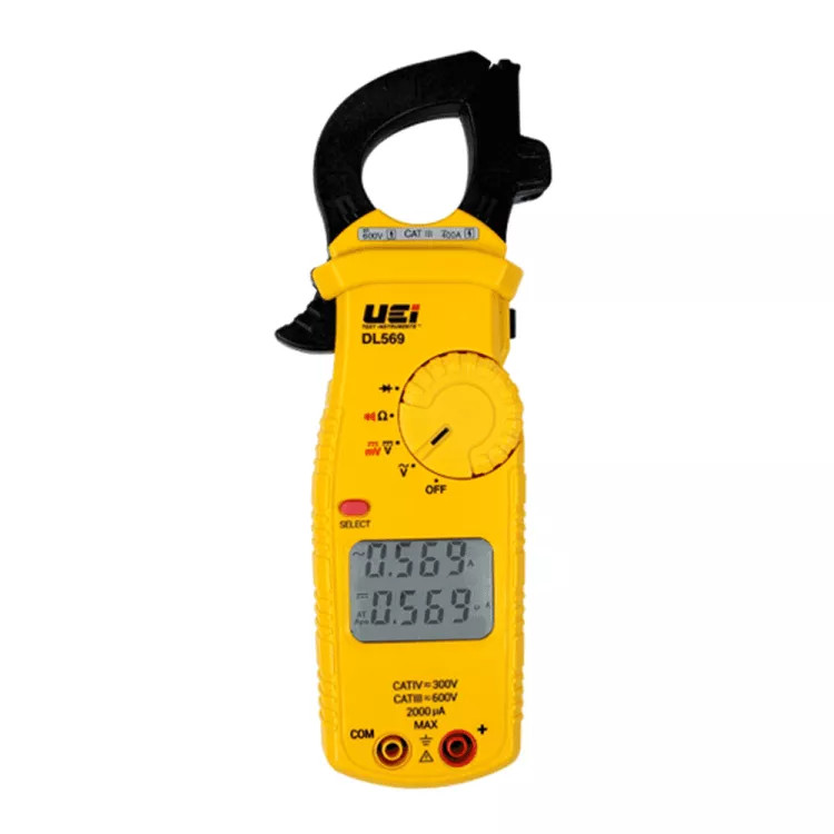 UEi 400A Dual Display HVAC/R Clamp Meter with Test Lead Storage - DL569