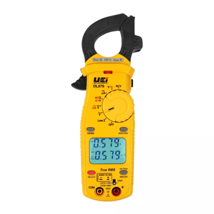 UEi 600A True RMS Dual Display HVAC/R Clamp Meter with Temperature and Capacitance - DL579