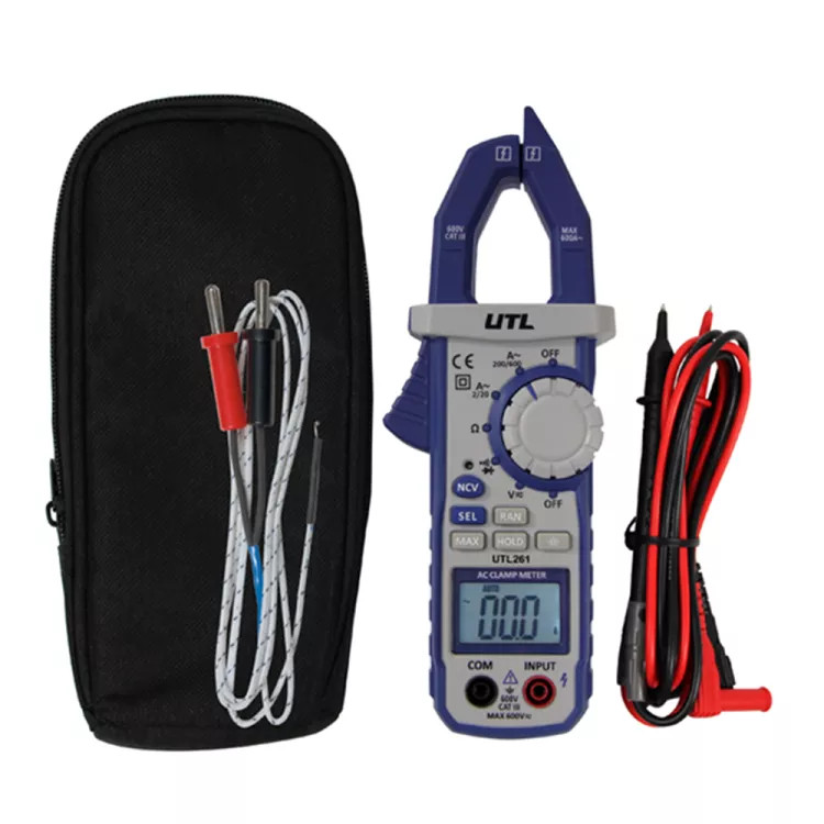 UEi 600V CAT III AC/DC Digital Clamp Meter with 2000 Display Count and Backlit LCD Display, Auto/Manual Ranging - UTL261