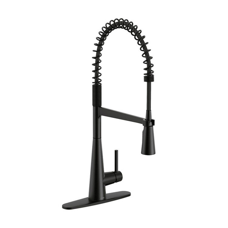 Moen Sleek Single Handle Semi Pro Kitchen Faucet, MotionSense Wave, Matte Black - 5925EWBL