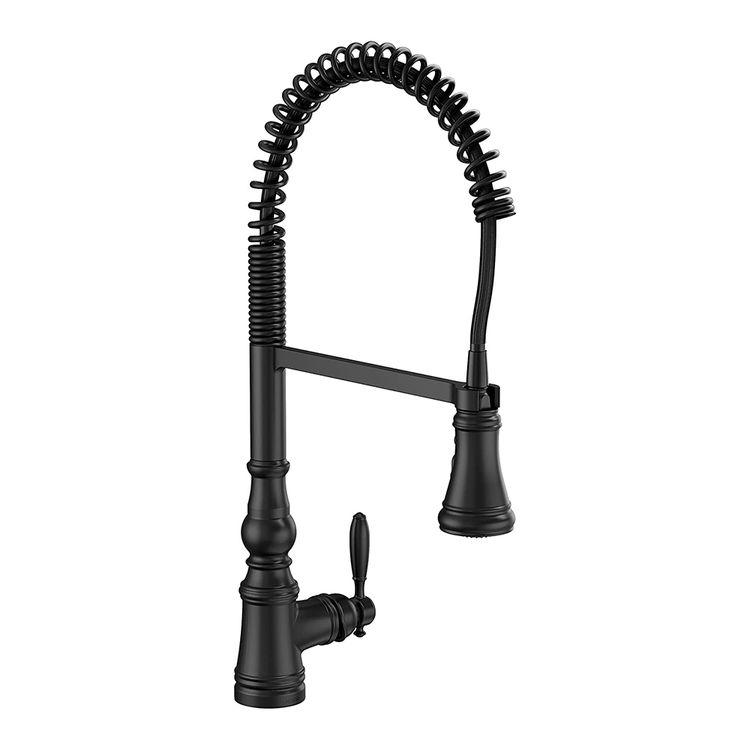 Moen Weymouth Single Handle Semi Pro Spring Pulldown Kitchen Faucet, MotionSense Wave, Matte Black - S73104EWBL