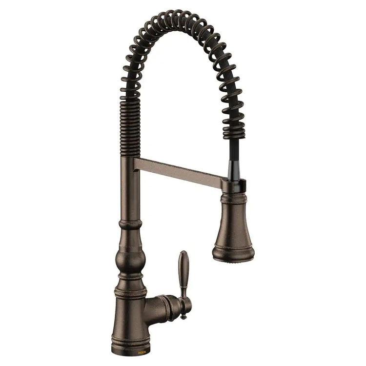 Moen Weymouth Single Handle Semi Pro Spring Pulldown Kitchen Faucet, MotionSense Wave, Oil-Rubbed Bronze - S73104EWORB 