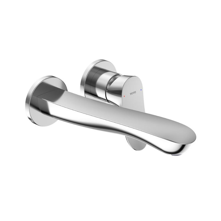 TOTO GO Wall-Mount Single-Handle Long Bathroom Faucet with COMFORT GLIDE Technology, 1.2 GPM, Two-Hole, Lever Handle, Polished Chrome - TLG01311UA#CP