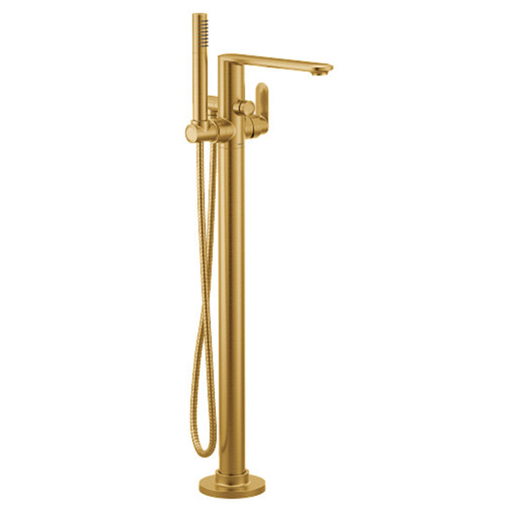 Moen Greenfield Freestanding Tub Filler Trim w/ Hand Shower, Single-Handle, Brushed Gold - 620BG