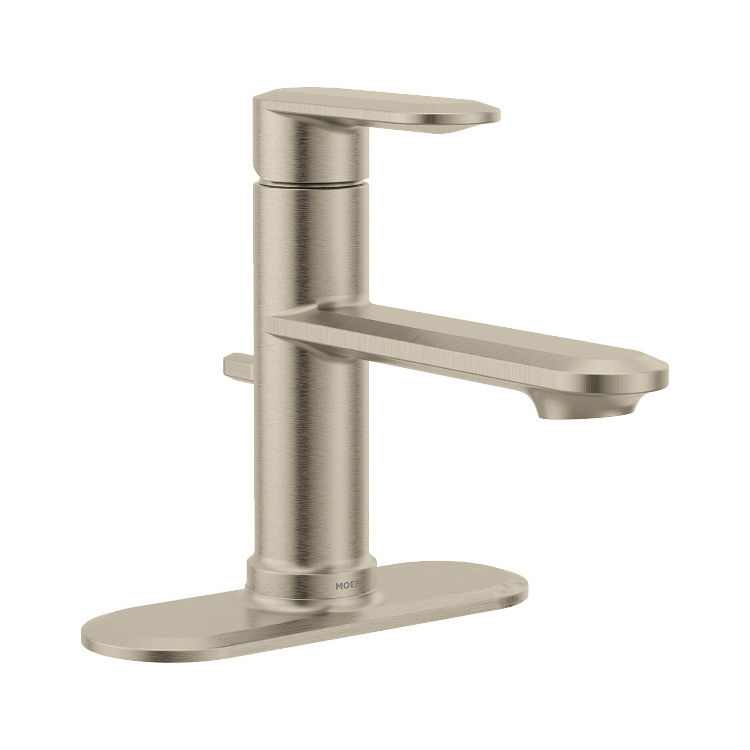Moen Greenfield Single Lever Handle Brushed Nickel Bathroom Faucet, Deck Plate Included, ADA Lever Handle, WaterSense Certified, 1.2 GPM - 6504BN