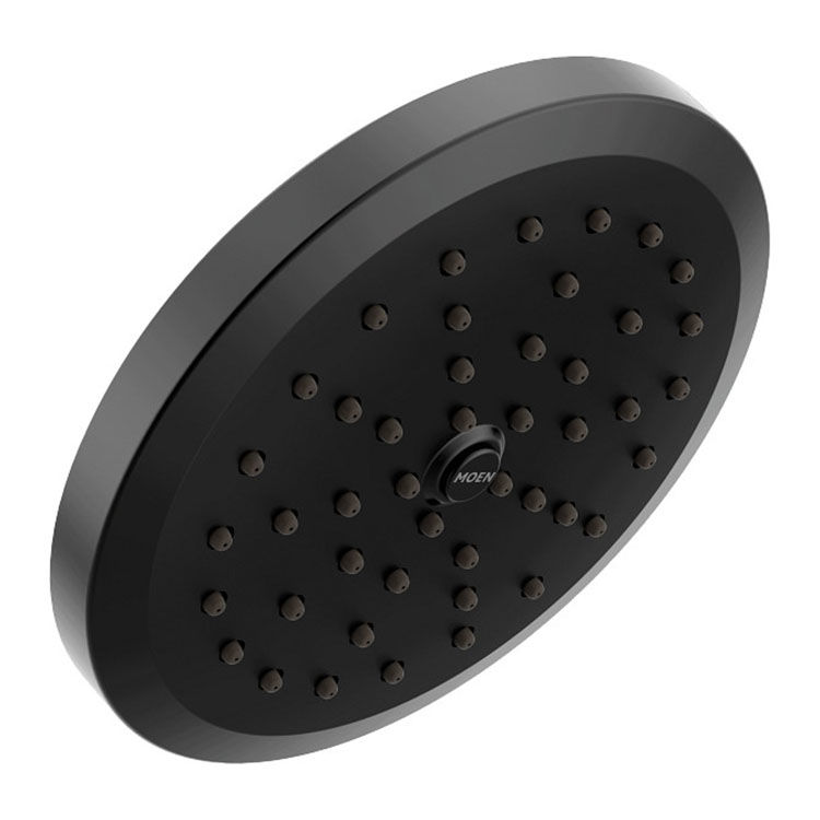 Moen Greenfield 6-3/4in Single-Function Rainfall Shower Head with Immersion Rainshower Technology, 2.5 GPM, Matte Black - S178BL